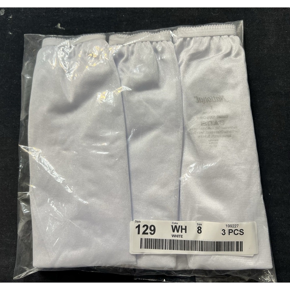 National 3 Pack White Size 8 Full Coverage Nylon Panties Cotton Gusset NWT